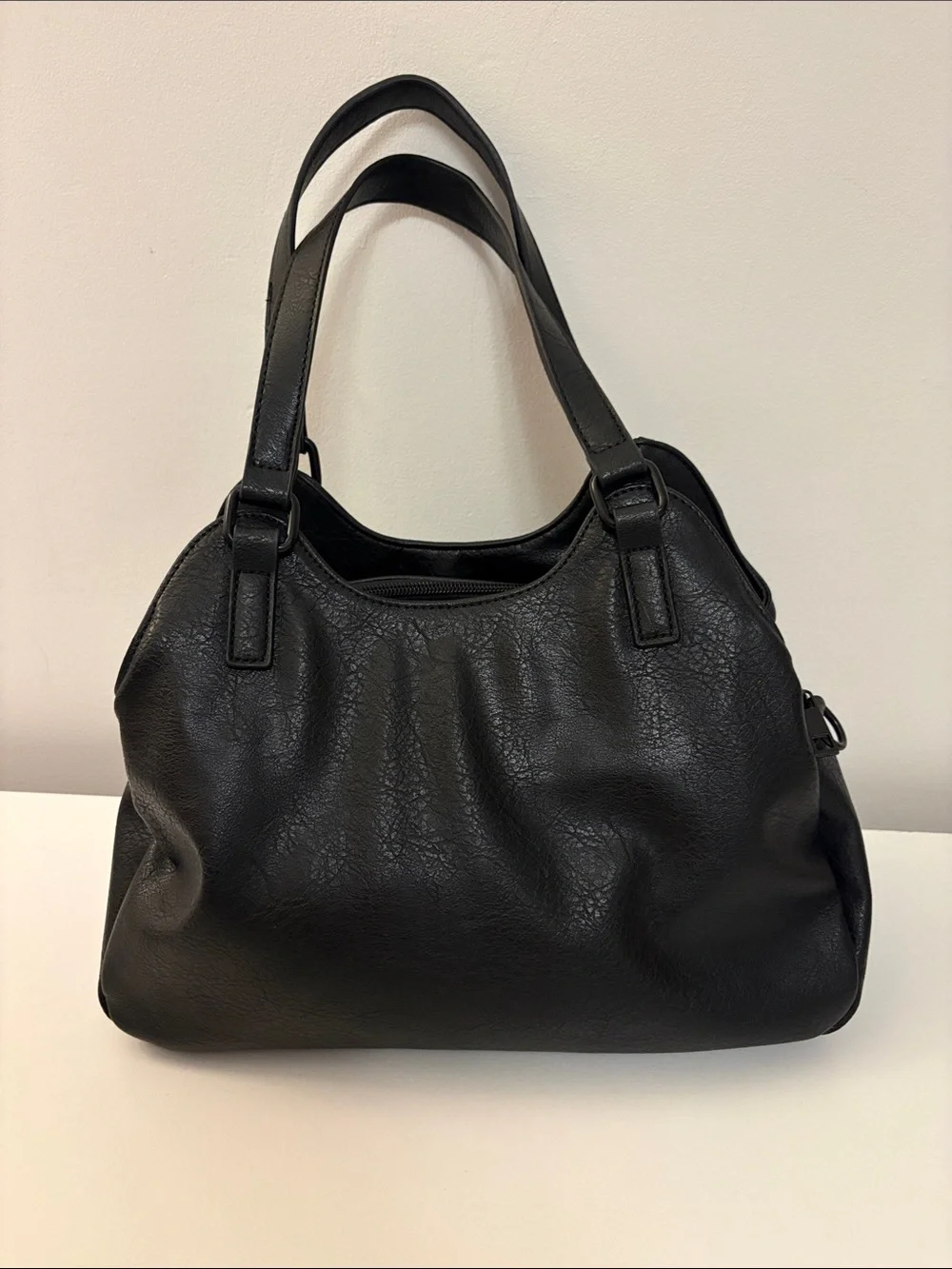 Classic Black Leather Shoulder Bag